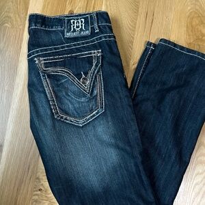 Request Jeans Premium Y2K Dark Wash Contrast Big Stitch Skater Jeans 34x32